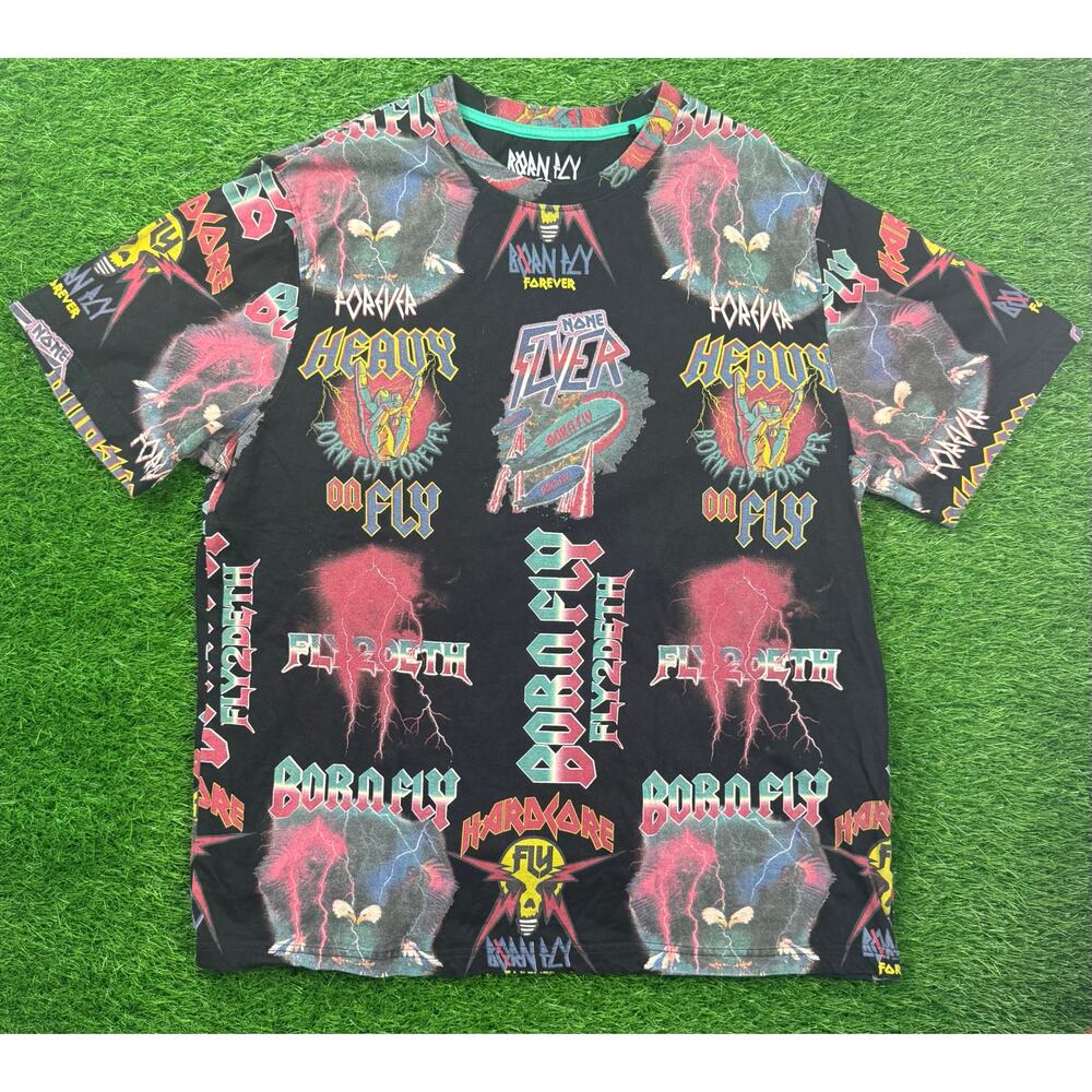 Born Fly Men's T-Shirt X2 Black Graphic Born Fly Forever 100% Cotton